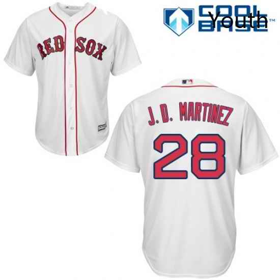 Youth Majestic Boston Red Sox 28 J D Martinez Replica White Home Cool Base MLB Jersey